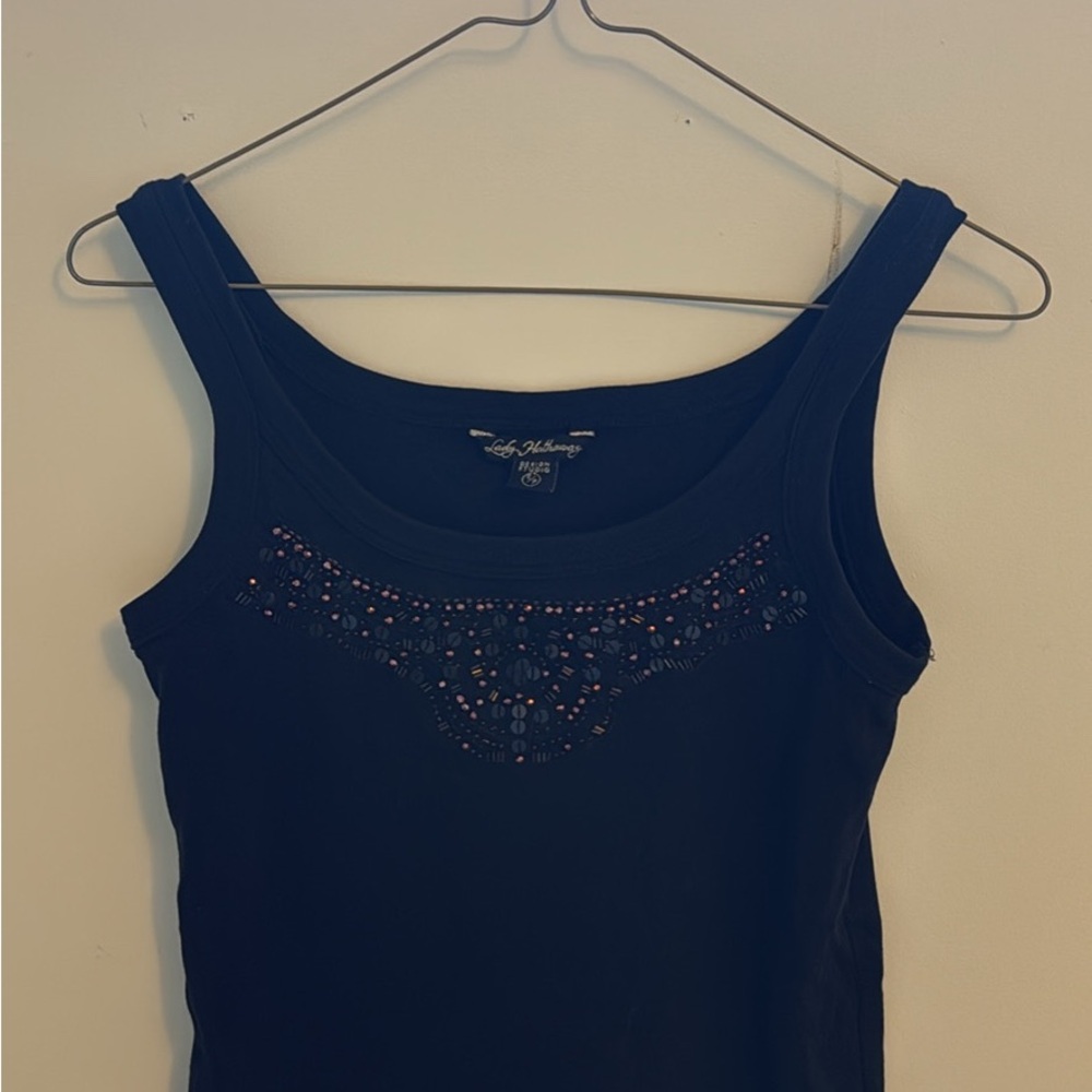 Embellished Black Tank Top